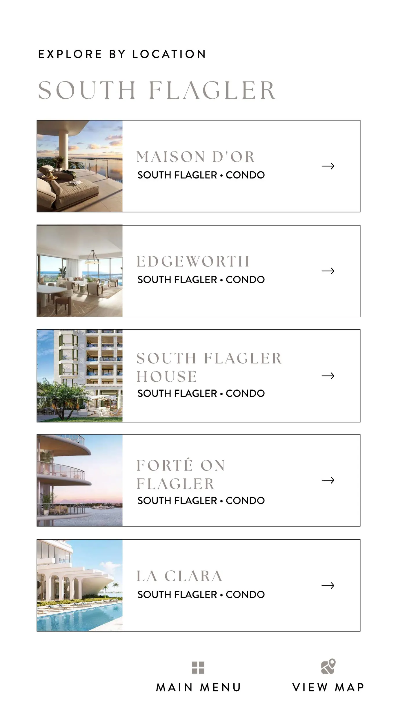 A page comparing South Flagler buildings inside the guide